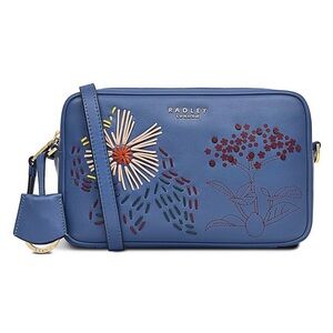 🆕 Radley London Manor Grove Floral Embroidered Blue Zip Top Crossbody Bag NWT